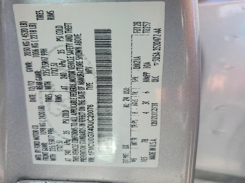 Продажа на аукционе авто 2013 Ford Escape, vin: 1FMCU0GX4DUC20076, номер лота: 52294126