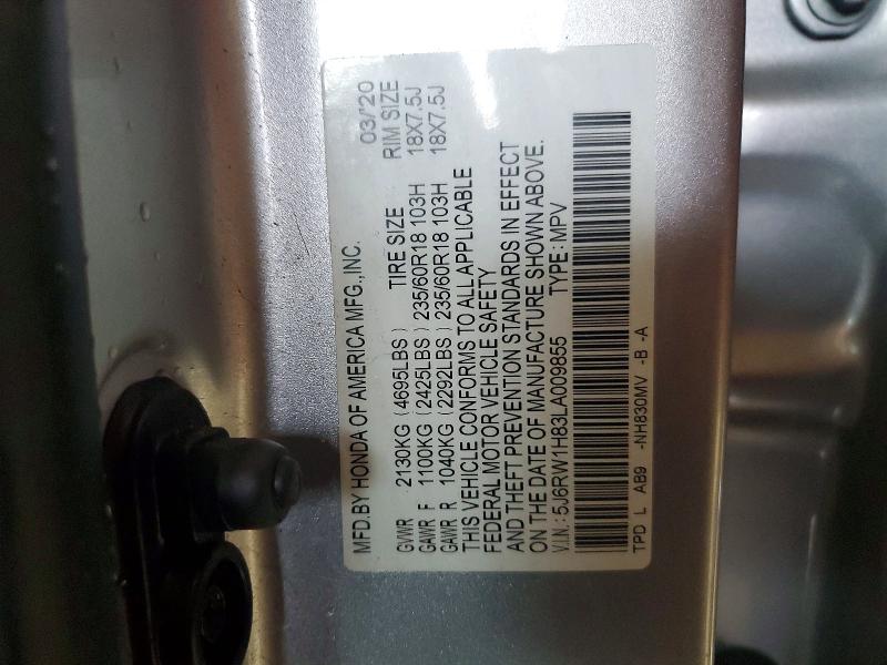 Aukcja sprzedaży 2020 Honda Cr-v, vin: 5J6RW1H83LA009855, numer aukcji: 51621356