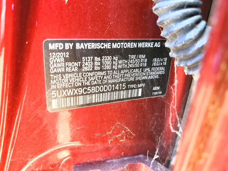 2013 Bmw X3 მანქანა იყიდება აუქციონზე, vin: 5UXWX9C58D0D01415, აუქციონის ნომერი: 55039096