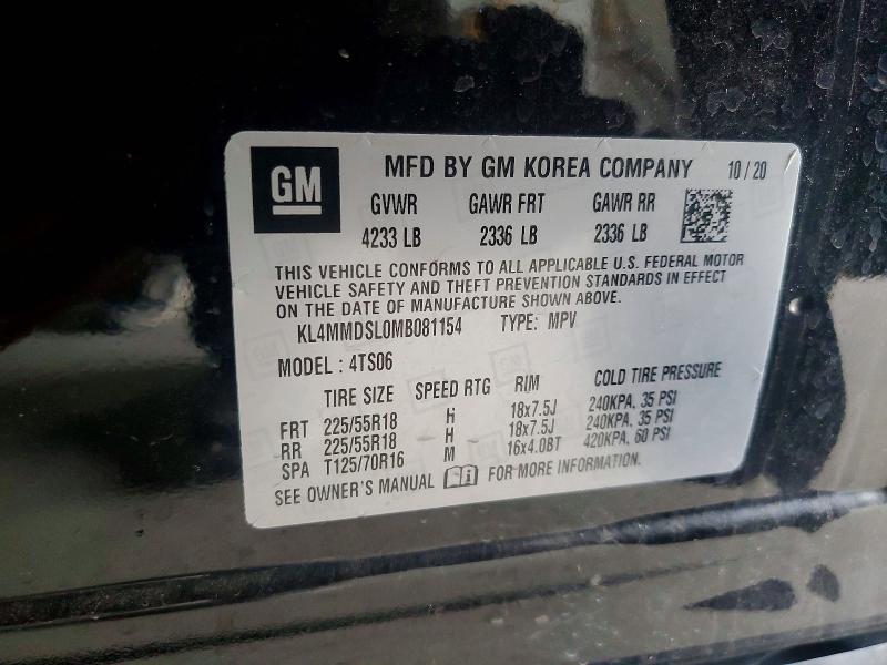 2021 Buick Encore Gx მანქანა იყიდება აუქციონზე, vin: KL4MMDSL0MB081154, აუქციონის ნომერი: 54304866