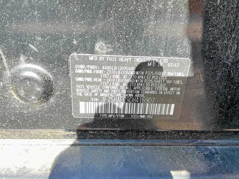 Aukcja sprzedaży 2013 Subaru Forester, vin: JF2SHAEC9DH416907, numer aukcji: 52431996