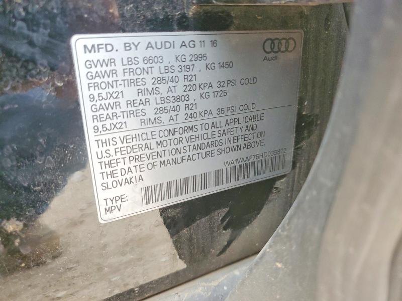 Продаж на аукціоні авто 2017 Audi Q7, vin: WA1VAAF75HD035872, номер лоту: 52317416