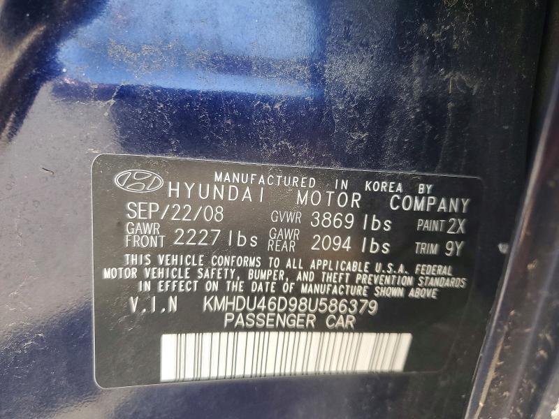 53377396 :رقم المزاد ، KMHDU46D98U586379 vin ، 2008 Hyundai Elantra مزاد بيع