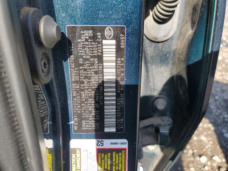 Продаж на аукціоні авто 2021 Toyota Camry, vin: 4T1G11AK3MU601382, номер лоту: 54819226