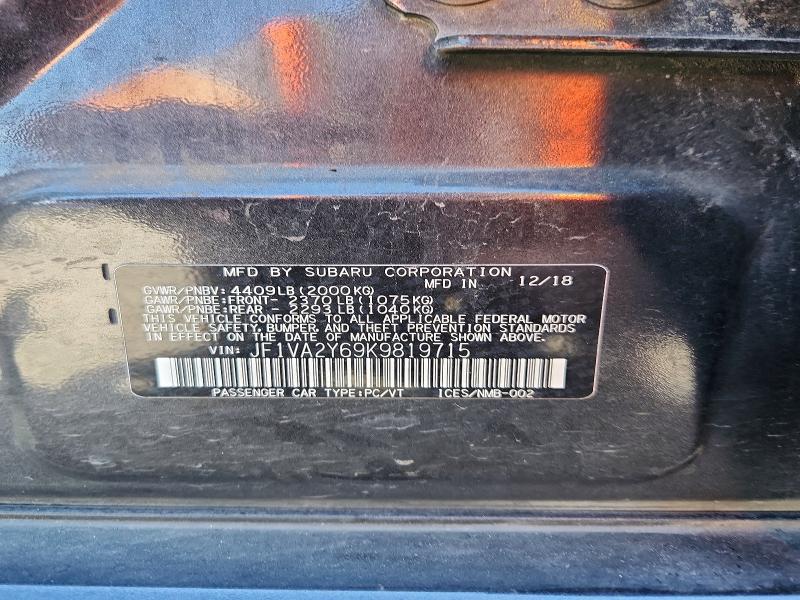 Aukcja sprzedaży 2019 Subaru Wrx, vin: JF1VA2Y69K9819715, numer aukcji: 53455946
