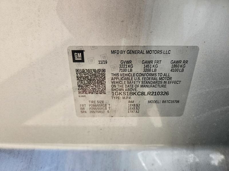 Продаж на аукціоні авто 2020 Gmc Yukon, vin: 1GKS1BKC8LR210326, номер лоту: 54878806
