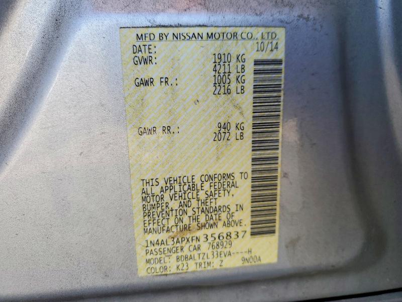 Продаж на аукціоні авто 2015 Nissan Altima, vin: 1N4AL3APXFN356837, номер лоту: 53289816