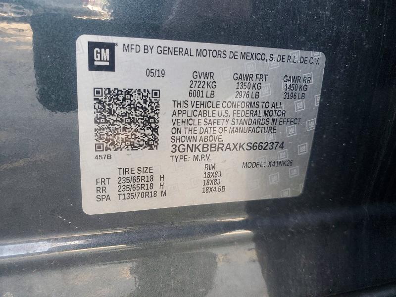 Aukcja sprzedaży 2019 Chevrolet Blazer, vin: 3GNKBBRAXKS662374, numer aukcji: 55301986