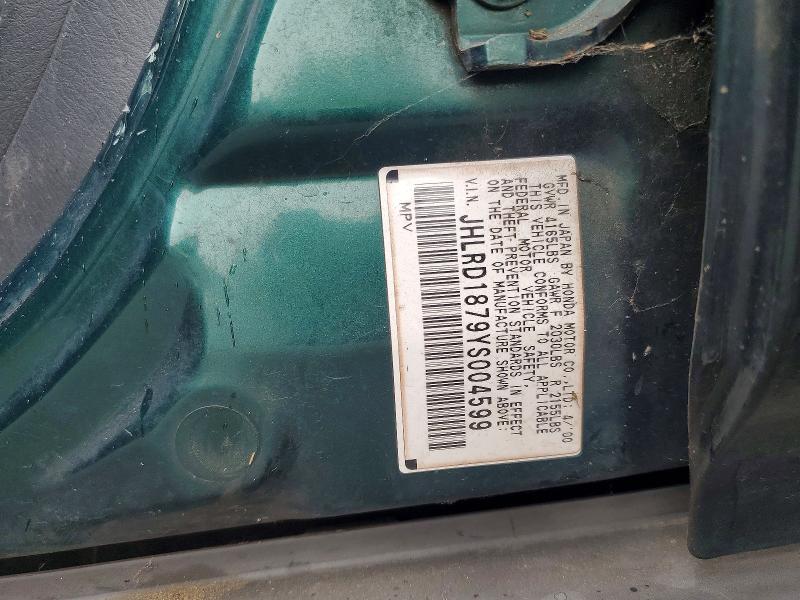 Продаж на аукціоні авто 2000 Honda Cr-v, vin: JHLRD1879YS004599, номер лоту: 54011756