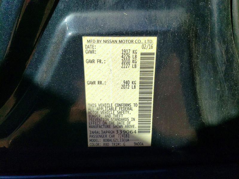 2016 Nissan Altima მანქანა იყიდება აუქციონზე, vin: 1N4AL3AP4GN339064, აუქციონის ნომერი: 52269606