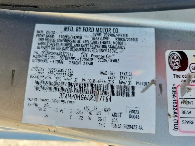 Продажа на аукционе авто 2010 Ford Fusion, vin: 3FAHP0HG6AR377164, номер лота: 53052426