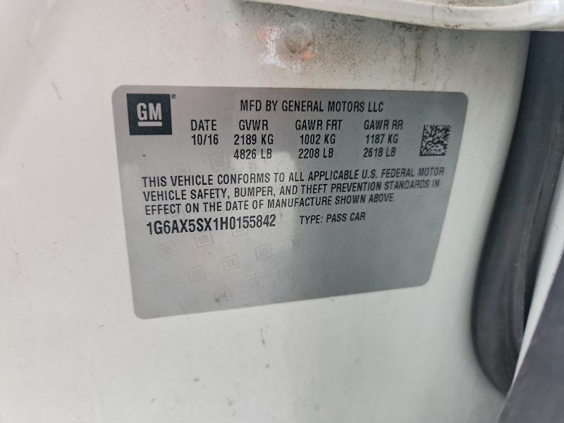 54423926 :رقم المزاد ، 1G6AX5SX1H0155842 vin ، 2017 Cadillac Cts مزاد بيع