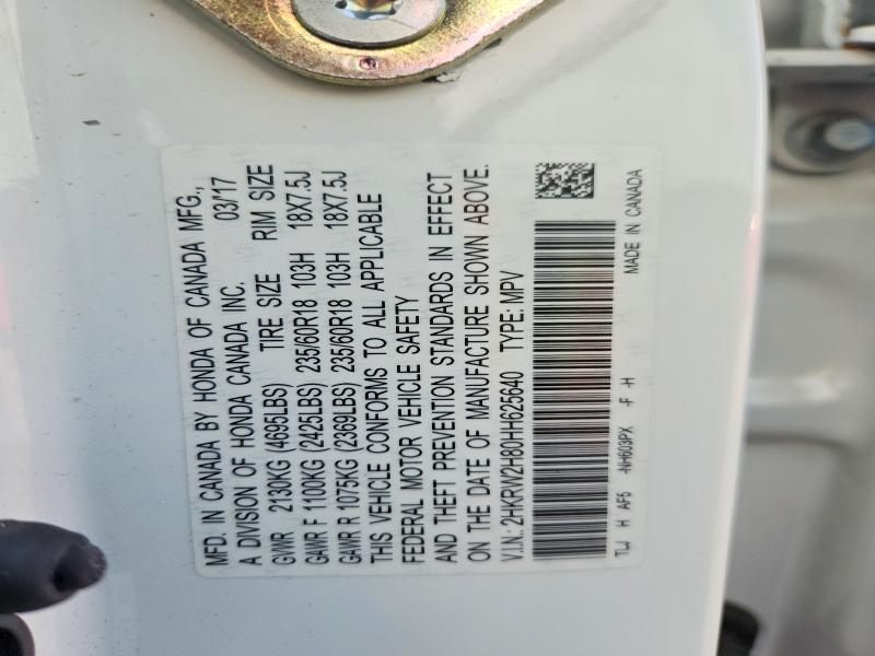 53019666 :رقم المزاد ، 2HKRW2H80HH625640 vin ، 2017 Honda Cr-v مزاد بيع