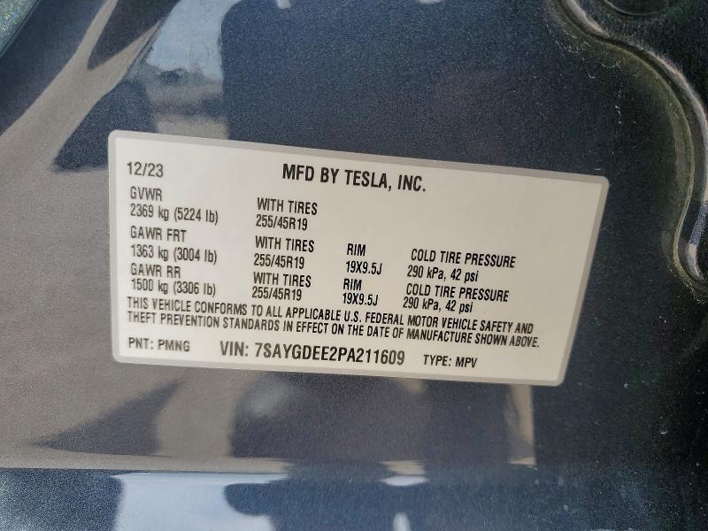 Продажа на аукционе авто 2023 Tesla Model Y, vin: 7SAYGDEE2PA211609, номер лота: 55169116