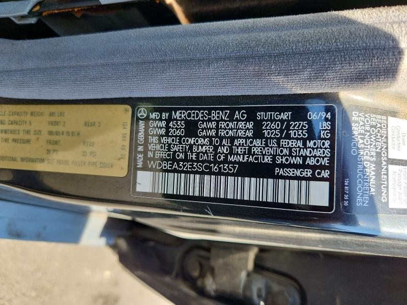 1995 Mercedes-benz E მანქანა იყიდება აუქციონზე, vin: WDBEA32E3SC161357, აუქციონის ნომერი: 51912846
