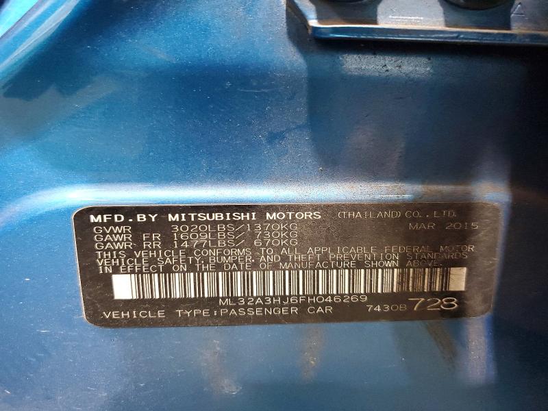 Продаж на аукціоні авто 2015 Mitsubishi Mirage, vin: ML32A3HJ6FH046269, номер лоту: 54231936