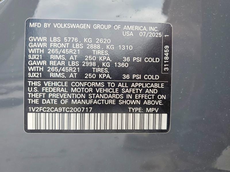 51357796 :رقم المزاد ، 1V2FC2CA9TC200717 vin ، 2026 Volkswagen Atlas Cross Sport مزاد بيع