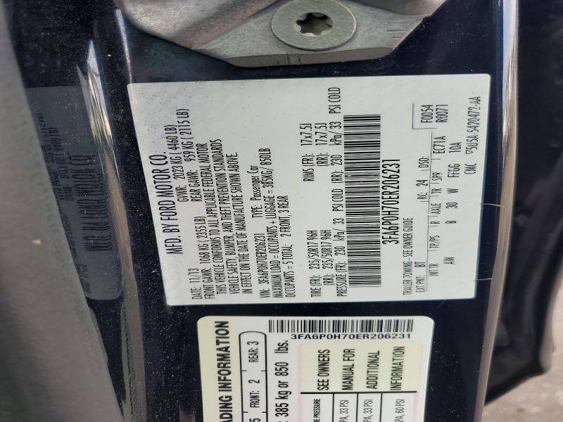 Продаж на аукціоні авто 2014 Ford Fusion, vin: 3FA6P0H70ER206231, номер лоту: 54094216