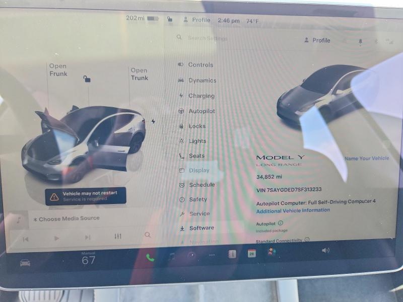 52432376 :رقم المزاد ، 7SAYGDED7SF313233 vin ، 2025 Tesla Model Y مزاد بيع