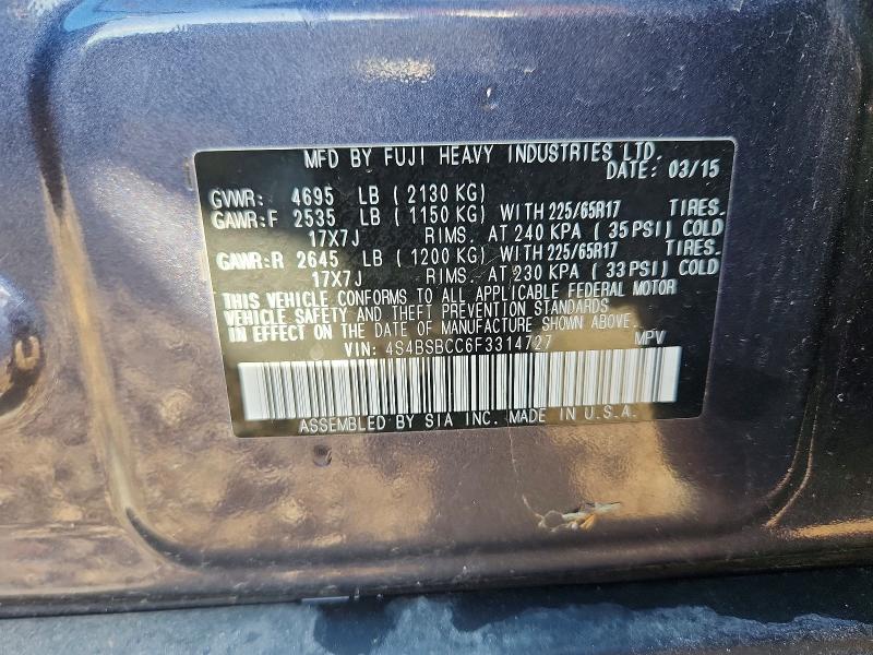 Aukcja sprzedaży 2015 Subaru Outback, vin: 4S4BSBCC6F3314727, numer aukcji: 54925106