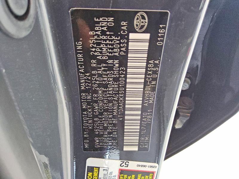 Aukcja sprzedaży 2025 Toyota Camry, vin: 4T1DAACKXSU100423, numer aukcji: 53573356