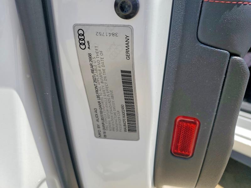 2019 Audi S5 მანქანა იყიდება აუქციონზე, vin: WAUB4CF51KA002450, აუქციონის ნომერი: 53293376