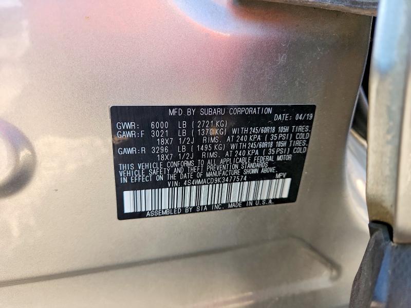 2019 Subaru Ascent მანქანა იყიდება აუქციონზე, vin: 4S4WMACD9K3477574, აუქციონის ნომერი: 53008736
