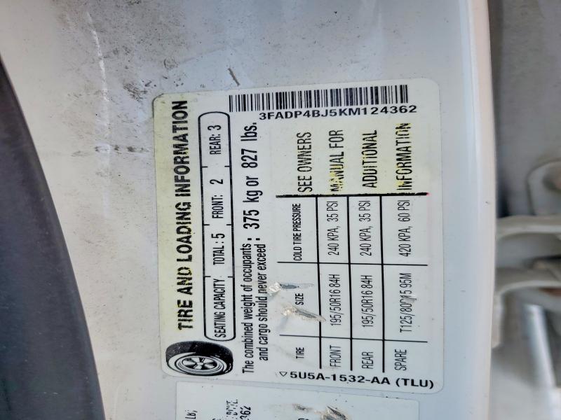 2019 Ford Fiesta მანქანა იყიდება აუქციონზე, vin: 3FADP4BJ5KM124362, აუქციონის ნომერი: 52946656