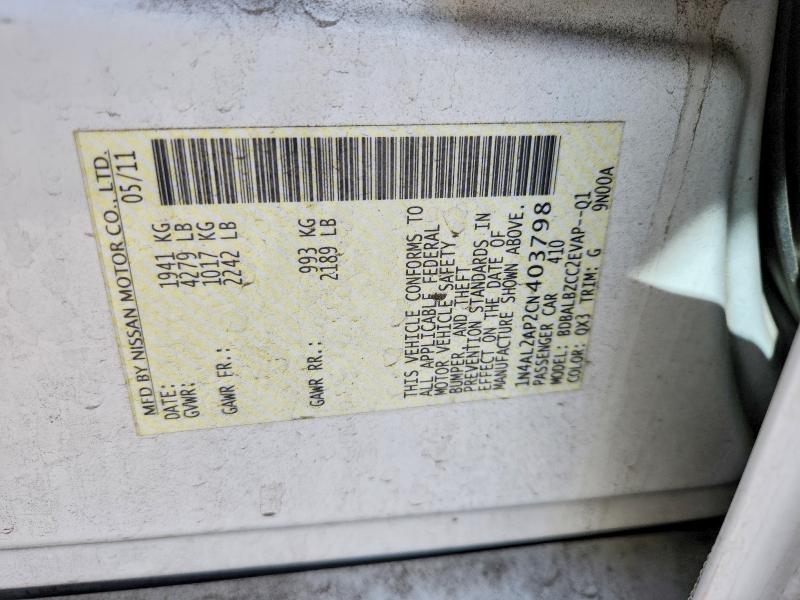 Продаж на аукціоні авто 2012 Nissan Altima, vin: 1N4AL2AP2CN403798, номер лоту: 55176206