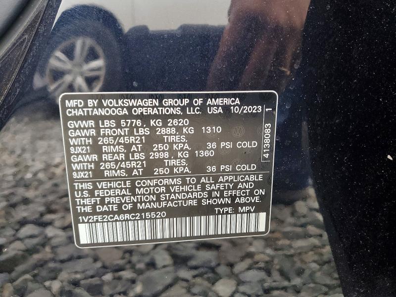 Aukcja sprzedaży 2024 Volkswagen Atlas Cross Sport, vin: 1V2FE2CA6RC215520, numer aukcji: 54998566