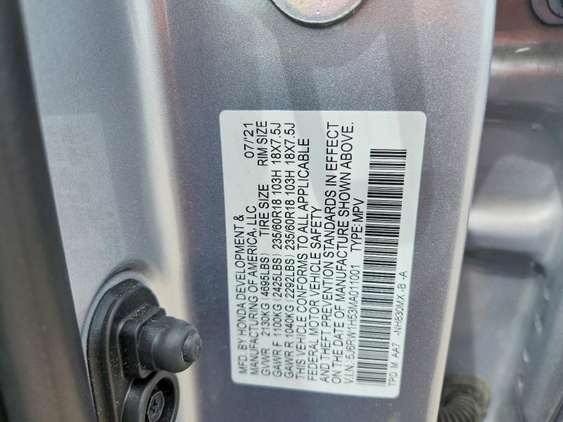 Продажа на аукционе авто 2021 Honda Cr-v, vin: 5J6RW1H53MA011001, номер лота: 53385396