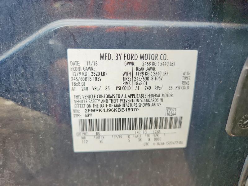 Продаж на аукціоні авто 2019 Ford Edge, vin: 2FMPK4J96KBB18970, номер лоту: 54679456