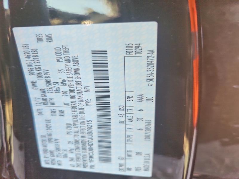 Продаж на аукціоні авто 2018 Ford Escape, vin: 1FMCU0HD7JUB09215, номер лоту: 52912016
