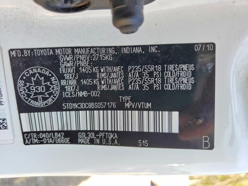2011 Toyota Sienna მანქანა იყიდება აუქციონზე, vin: 5TDYK3DC8BS057176, აუქციონის ნომერი: 53559386