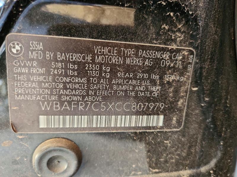 Продажа на аукционе авто 2012 Bmw 535, vin: WBAFR7C5XCC807979, номер лота: 54441966