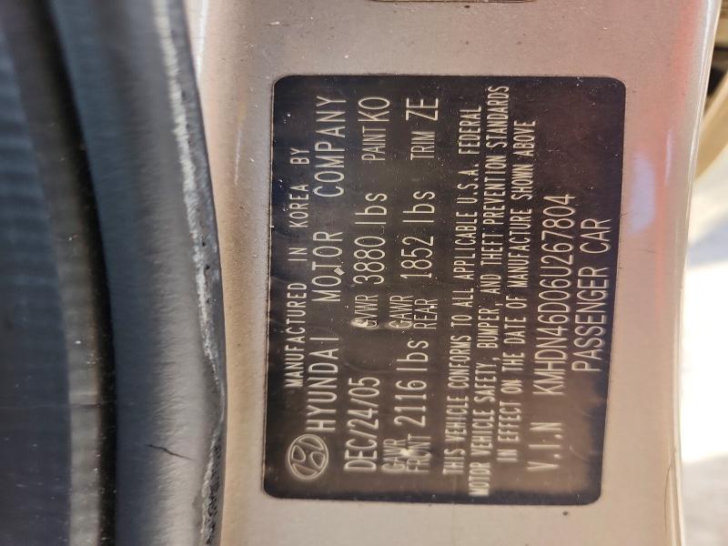 54229866 :رقم المزاد ، KMHDN46D06U267804 vin ، 2006 Hyundai Elantra مزاد بيع