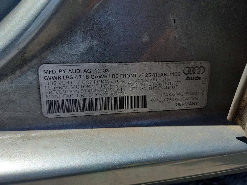53722046 :رقم المزاد ، WAUJF78K89N049106 vin ، 2009 Audi A4 مزاد بيع