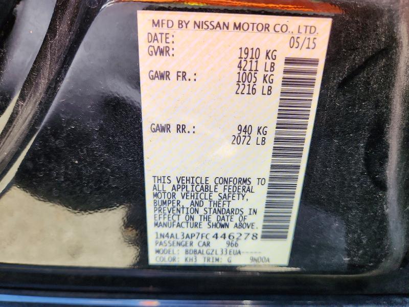 55400456 :رقم المزاد ، 1N4AL3AP7FC446278 vin ، 2015 Nissan Altima مزاد بيع