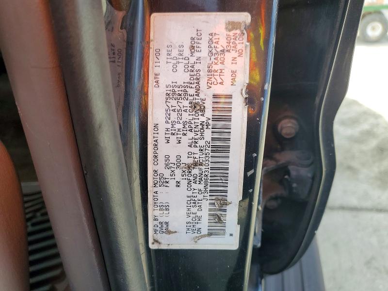 55184736 :رقم المزاد ، JT3HN86R310335722 vin ، 2001 Toyota 4runner مزاد بيع