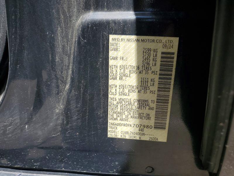 2015 Nissan Frontier მანქანა იყიდება აუქციონზე, vin: 1N6AD0FR0FN707980, აუქციონის ნომერი: 55035046