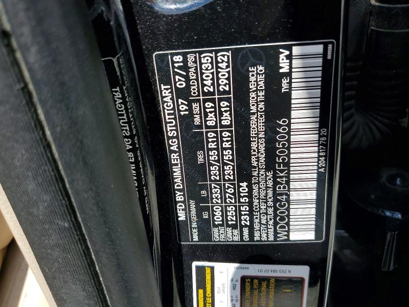 Aukcja sprzedaży 2019 Mercedes-benz Glc, vin: WDC0G4JB4KF505066, numer aukcji: 53308976