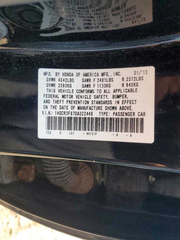 Продаж на аукціоні авто 2013 Honda Accord, vin: 1HGCR3F87DA022449, номер лоту: 54144176