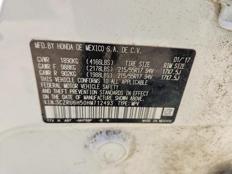Продаж на аукціоні авто 2017 Honda Hr-v, vin: 3CZRU6H50HM712493, номер лоту: 51752846