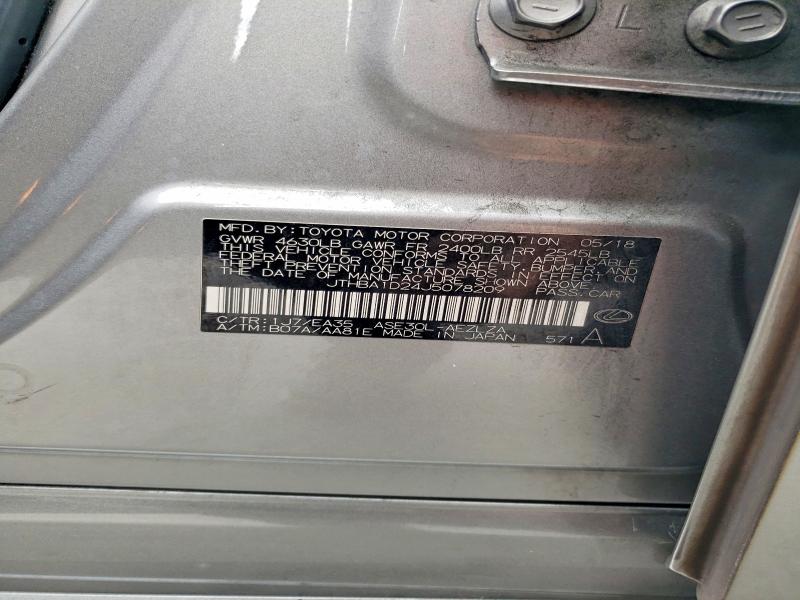 54905516 :رقم المزاد ، JTHBA1D24J5078209 vin ، 2018 Lexus Is مزاد بيع