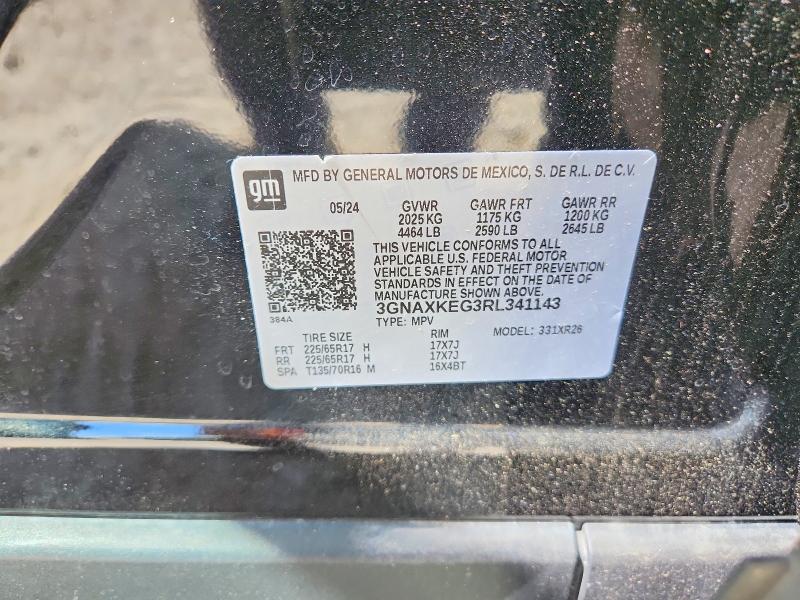 2024 Chevrolet Equinox მანქანა იყიდება აუქციონზე, vin: 3GNAXKEG3RL341143, აუქციონის ნომერი: 52711186