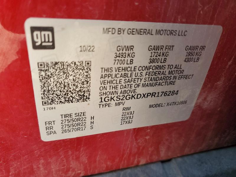 52370696 :رقم المزاد ، 1GKS2GKDXPR176284 vin ، 2023 Gmc Yukon Xl مزاد بيع
