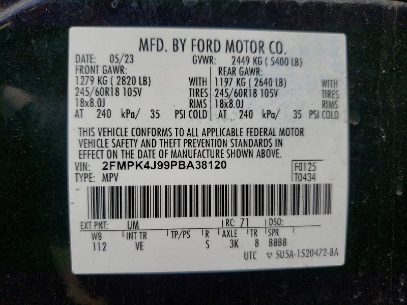 Продажа на аукционе авто 2023 Ford Edge, vin: 2FMPK4J99PBA38120, номер лота: 53444366