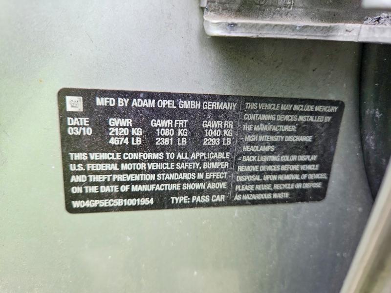 2011 Buick Regal მანქანა იყიდება აუქციონზე, vin: W04GP5EC5B1001954, აუქციონის ნომერი: 54679306