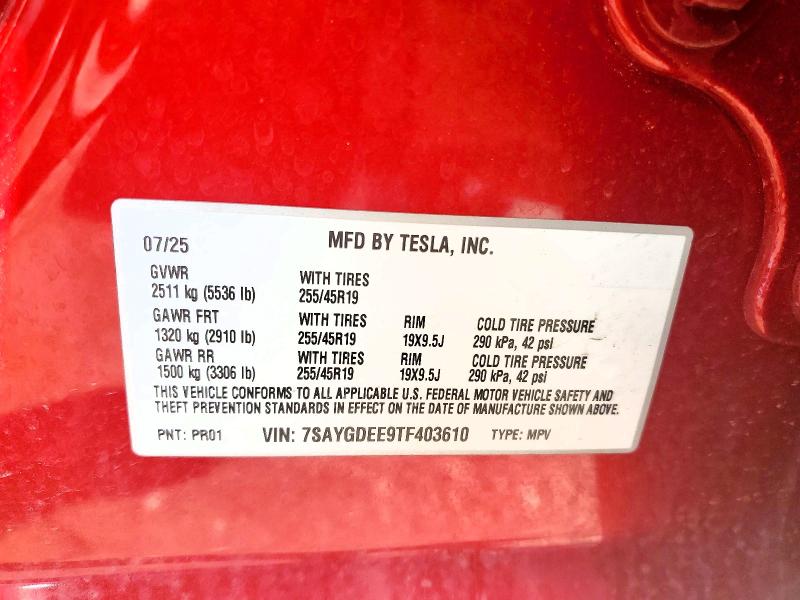 Aukcja sprzedaży 2026 Tesla Model Y, vin: 7SAYGDEE9TF403610, numer aukcji: 52489226