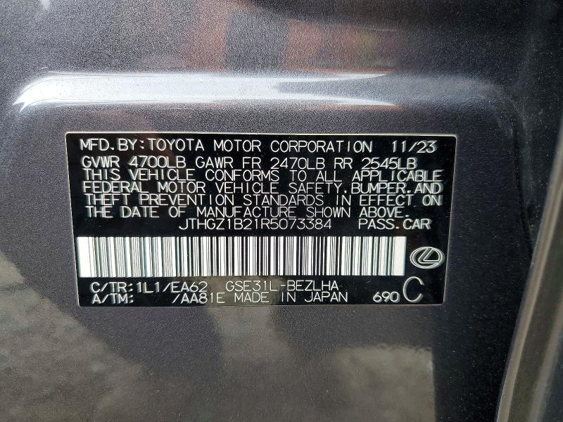 Aukcja sprzedaży 2024 Lexus Is 350, vin: JTHGZ1B21R5073384, numer aukcji: 53435216